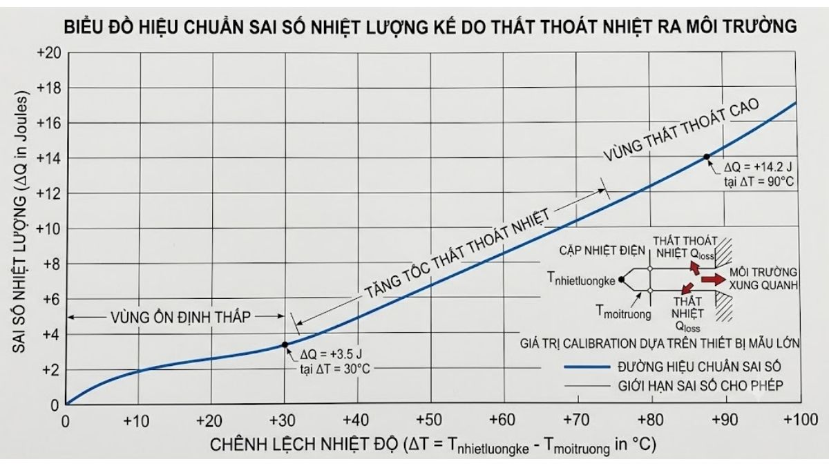 Biểu đồ hiệu chuẩn sai số nhiệt lượng kế do thất thoát nhiệt ra môi trường