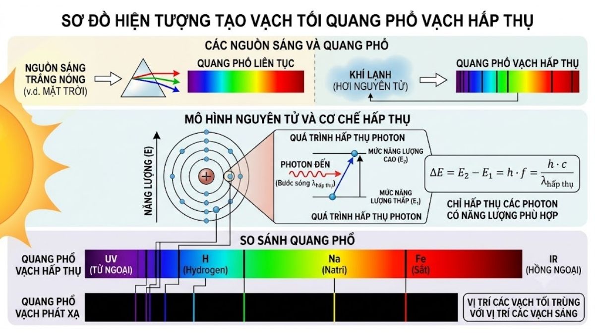 Sơ đồ hiện tượng tạo vạch tối quang phổ vạch hấp thụ