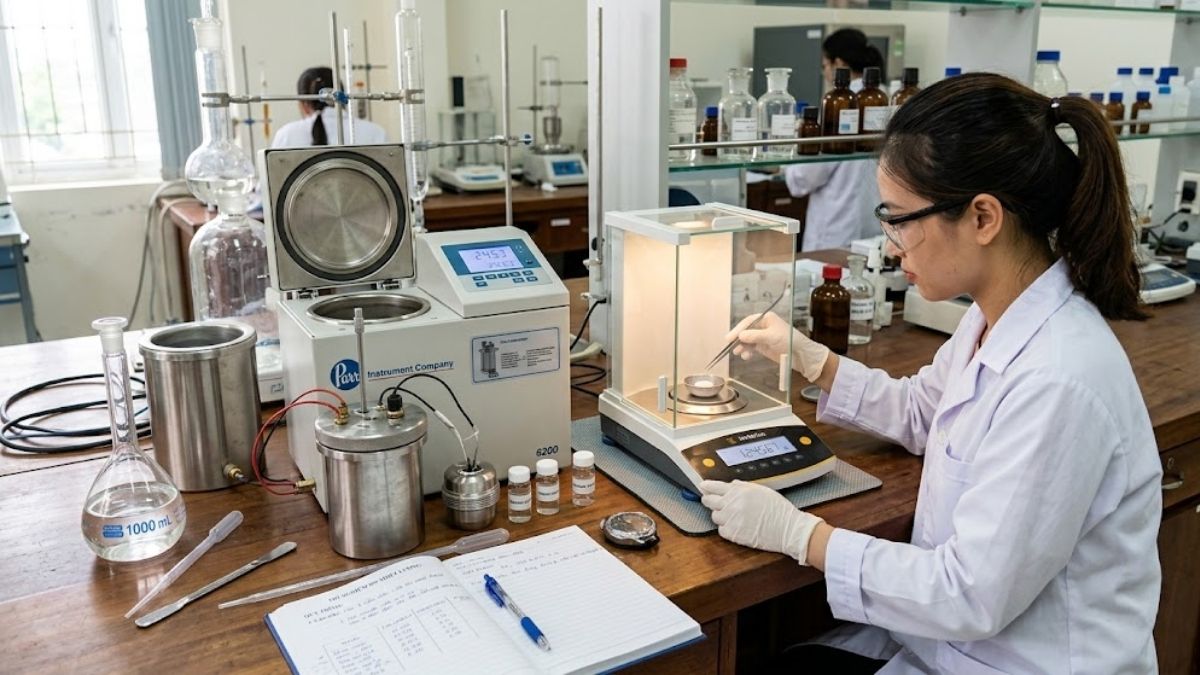 Quy trình thực nghiệm đo nhiệt lượng bằng nhiệt lượng kế và cân phân tích
