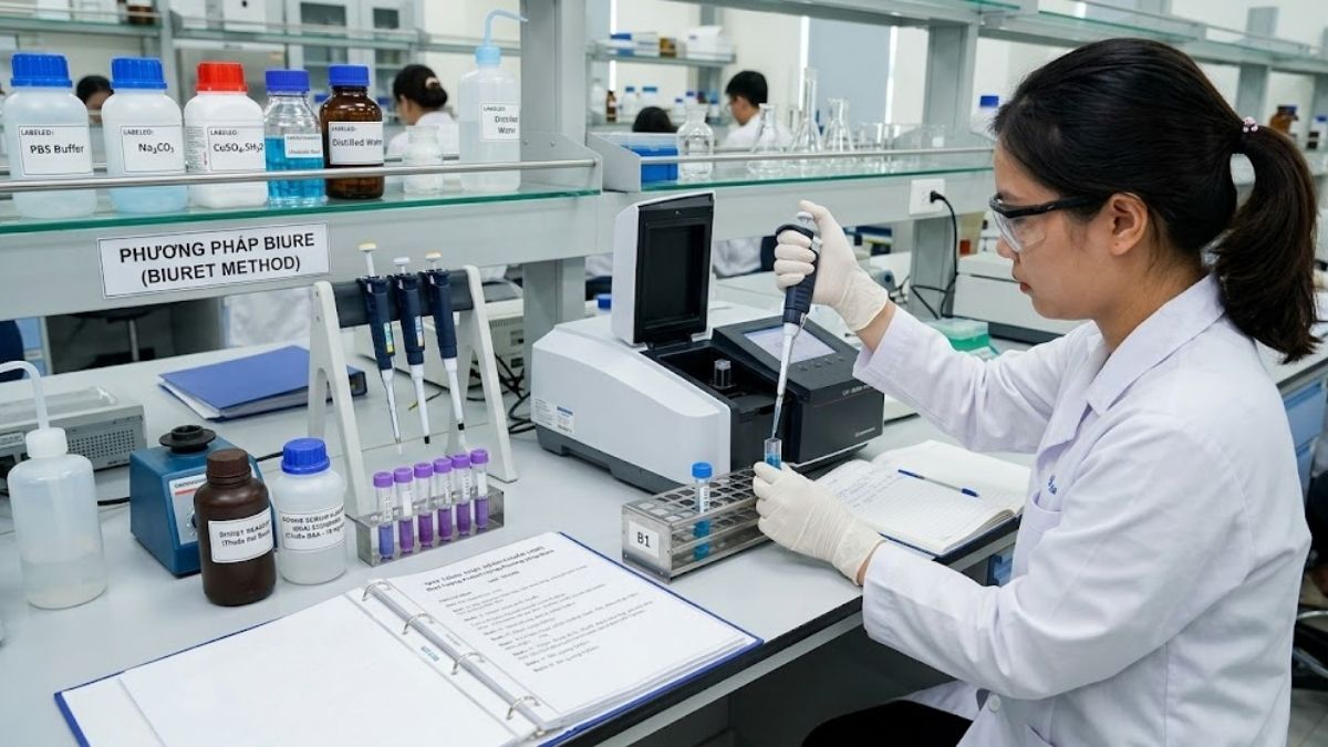 Quy trình thực hành chuẩn SOP định lượng protein bằng phương pháp Biure trên thiết bị đo quang
