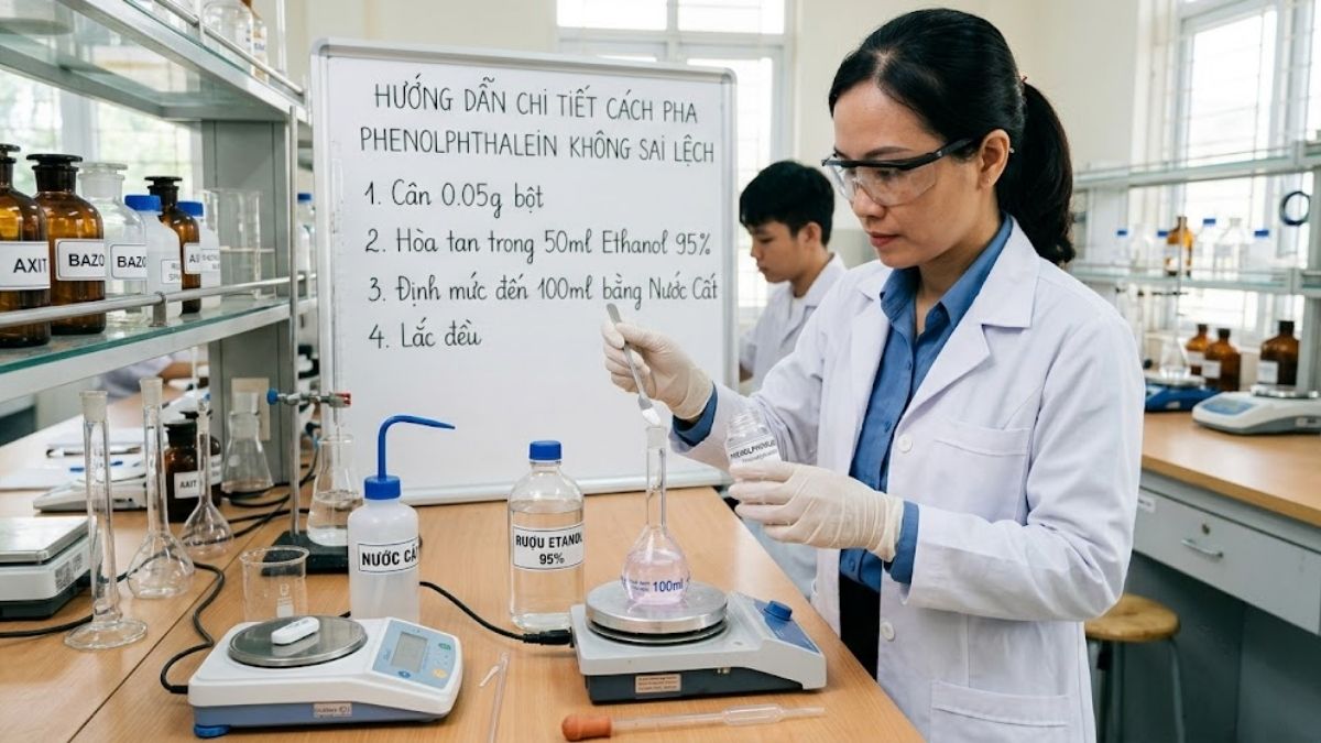 Huong dan chi tiet cach pha phenolphthalein khong sai lech