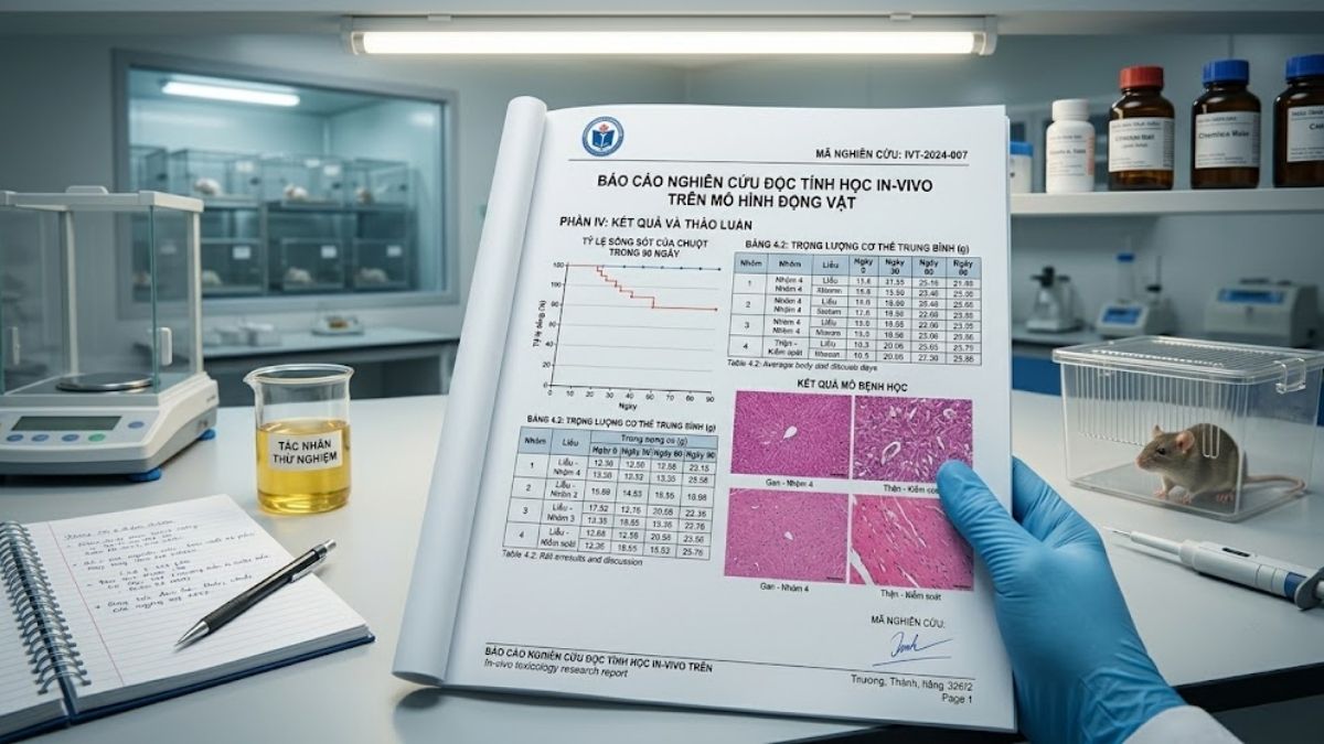 Báo cáo nghiên cứu độc tính học (toxicology report) in-vivo trên mô hình động vật