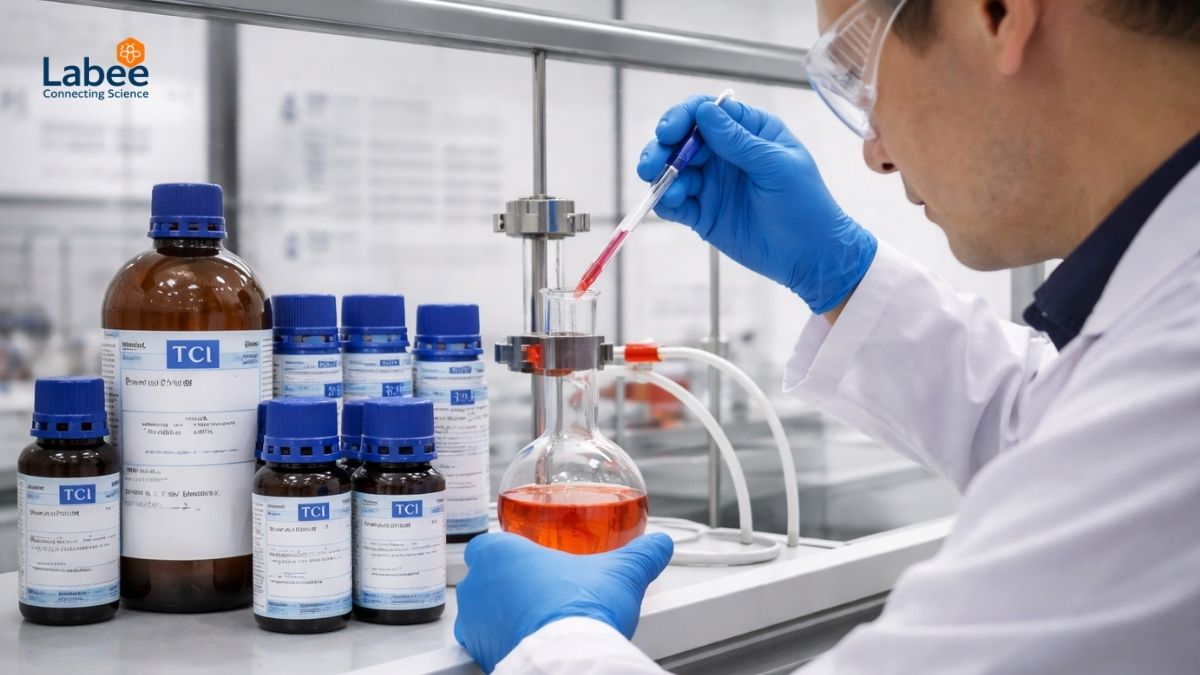 Chuyên viên QA/QC đang đưa mẫu vào máy sắc ký khí (GC) hoặc sắc ký lỏng hiệu năng cao (HPLC)