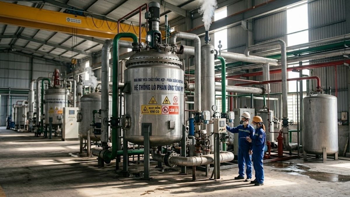 Dây chuyền sản xuất hóa chất tổng hợp hoặc lò phản ứng luyện kim sử dụng khí CO